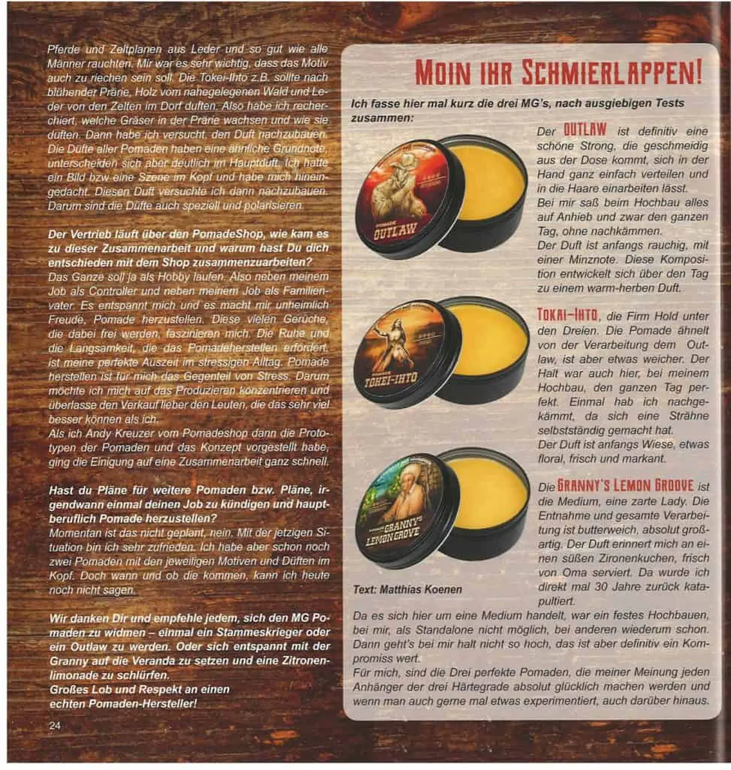 Das Unleashed Magazin berichtet über MG Pomaden